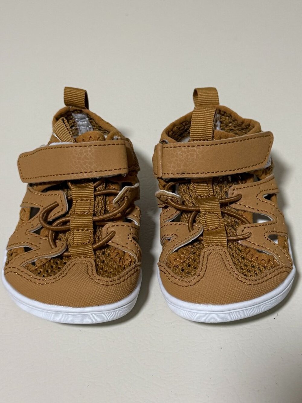 Baby/Toddler Water Sandals – Tan/Brown Mesh – Velcro Closure